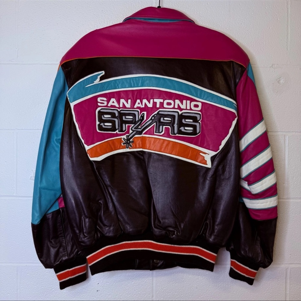 San Antonio Spurs Vintage 90s Jeff Hamilton Reversible Leather / Satin Jacket